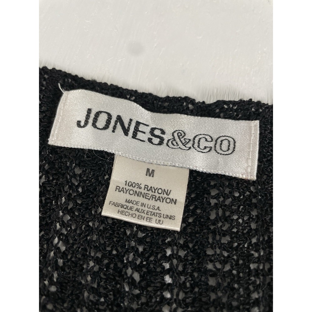 Y2K Vintage Black Crocheted Boho Style Davie Milane Cardigan Sweater Jones & Co - Picture 2 of 14